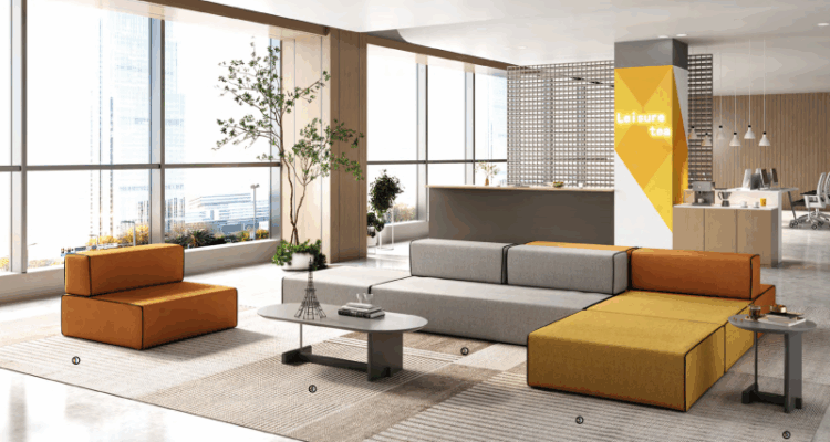 B2B outdoor furniture arrangement for a corporate break area.