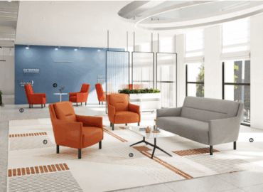 A modern hotel patio featuring high-quality hospitality outdoor furniture.