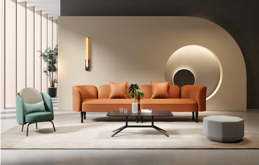 Modular outdoor furniture arrangement in a hotel terrace setting