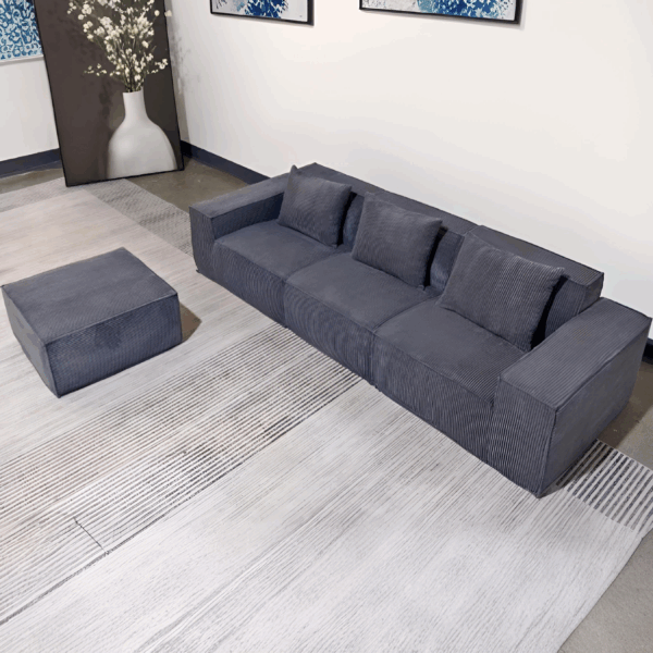 Modern commercial patio furniture set in a Canadian urban setting