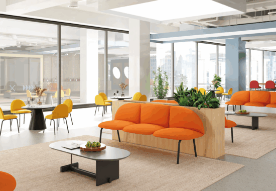 Modern commercial outdoor furniture set on a Canadian hotel patio