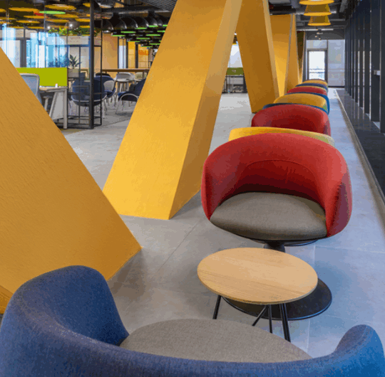 Modern outdoor furniture set in a warehouse ready for shipping