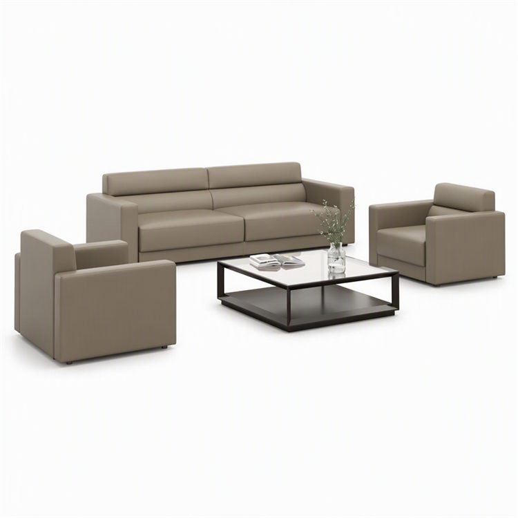 Modern PU Leather Sectional Sofa Set Durable Eco-Friendly Luxury Office High-Density Sponge Commercial Home Use Wood Metal