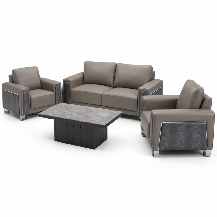 Nordic Modern Leather Sectional Sofa Set for Office & Hotel Stylish Furniture for Living Room & Apartment for School Use