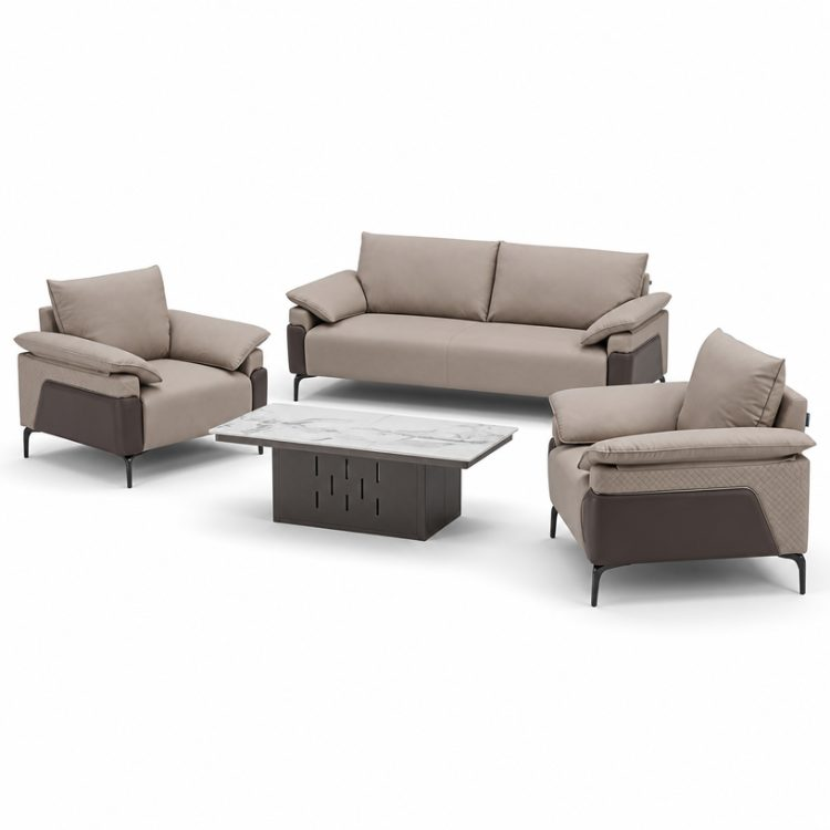 Modern Luxury Customized Color PU Leather Sponge Sectional Sofa Three Seater Comfortable for Living Room Hotel Furniture