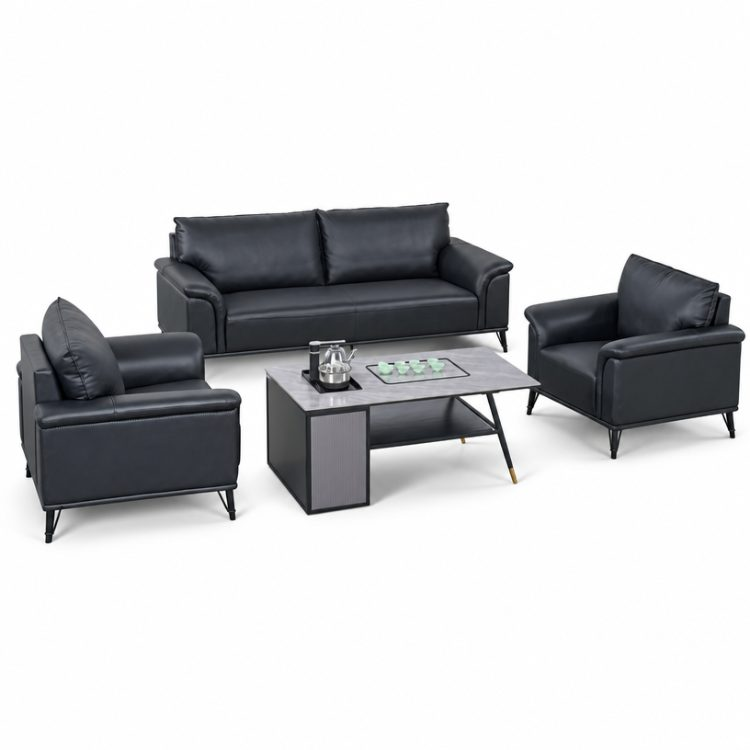 Modern Luxury Leather Office Sofa Set for Commercial Use
