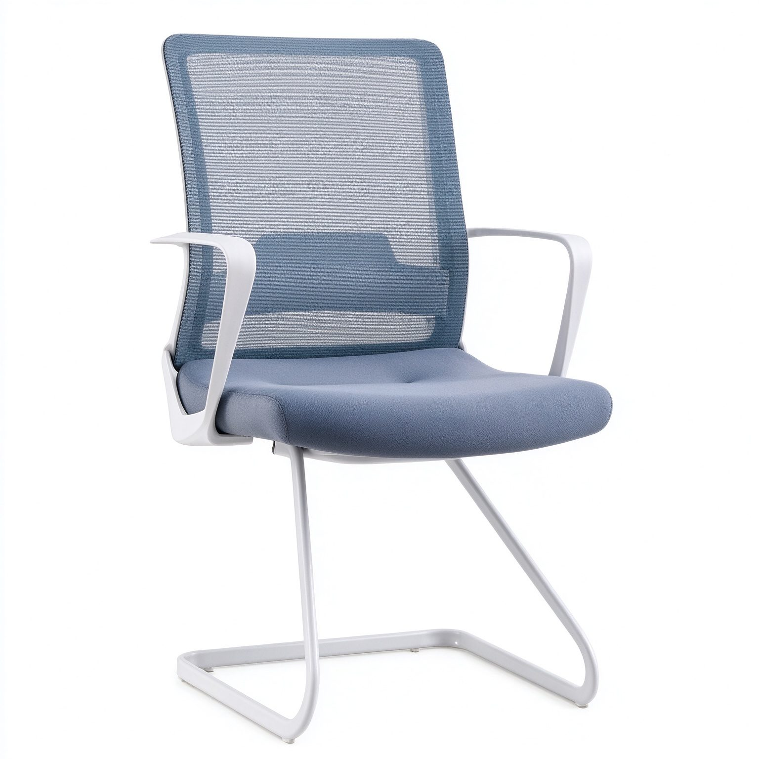 Commercial Fixed Arms Office Executive Chair With Chrome Base Mesh Lumbar Back Office Chair With Stretch Fabric Cushion