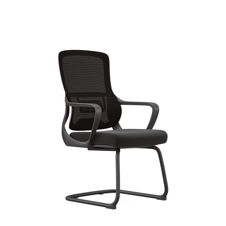 Contemporary Ergonomic Executive Office Chair with Grey Mesh Red Fixed Armrests