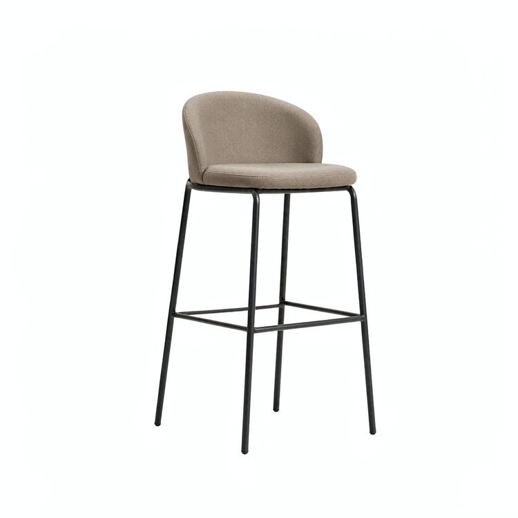 Nordic Design Modern Bar Stool Counter Height Leather Chair Metal Leg for Restaurant Living Room Black Fabric for Outdoor Use