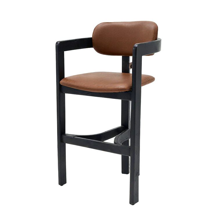 Modern Luxury Indoor Counter Chair in Black Finish Wood Frame Stool for Kitchen Dining and Home Bar Use