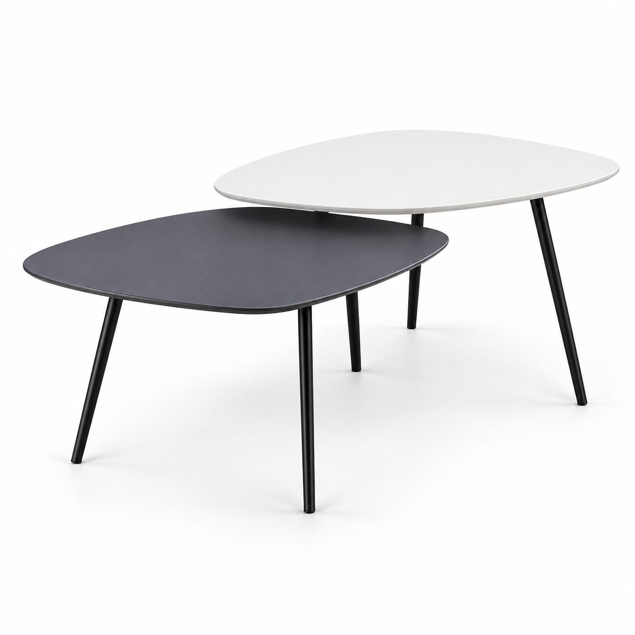 Modern Luxury White & Black MDF Coffee Table and End Tables with Durable Powder Coated Metal Frame