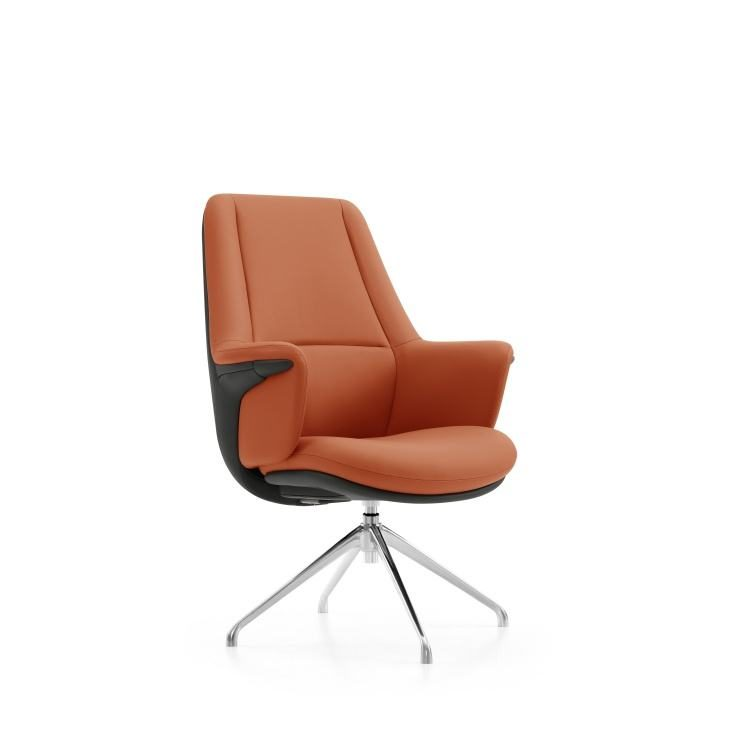 Premium Modern Leather Office Chair | Ergonomic Comfort Design with Adjustable Armrest and Chrome Legs
