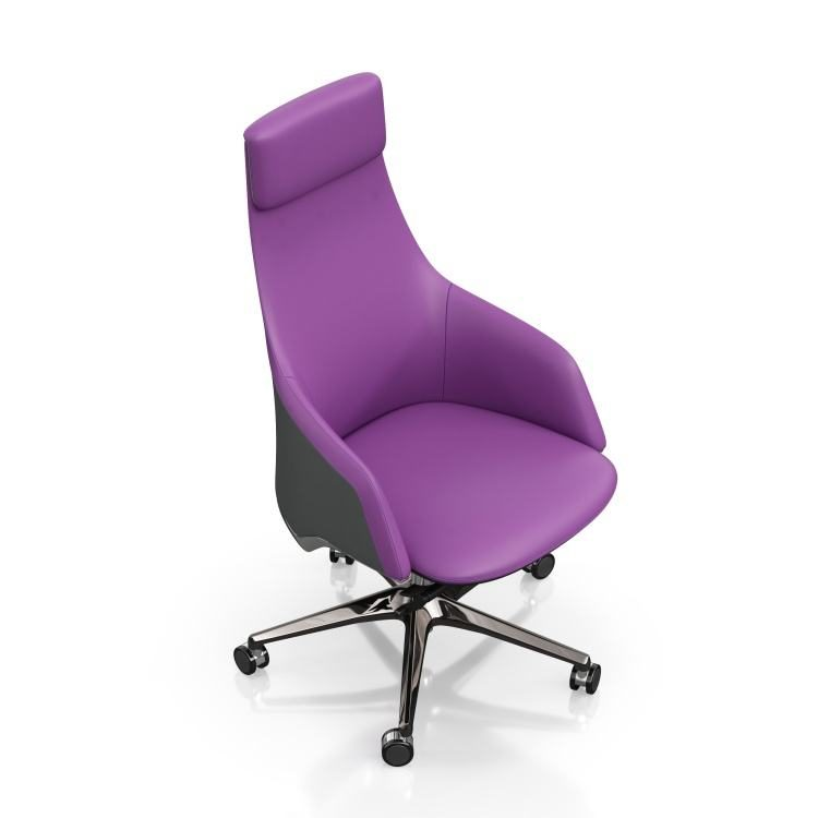 Purple Executive Leather Swivel Chair with Modern Design Lift Office Chair for Conference Use