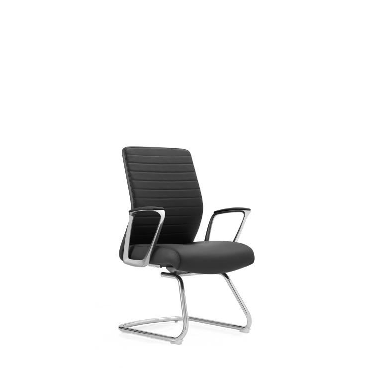 Mid-back Executive Office Chair, Dark Gray Microfiber Leather, Aluminum Base, Ergonomic Swivel Desk Chair