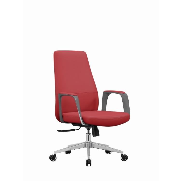 High Quality Comfortable Leather Office Chair Height Adjustable Red Ergonomic Chair High Back Office Boss Computer Chair