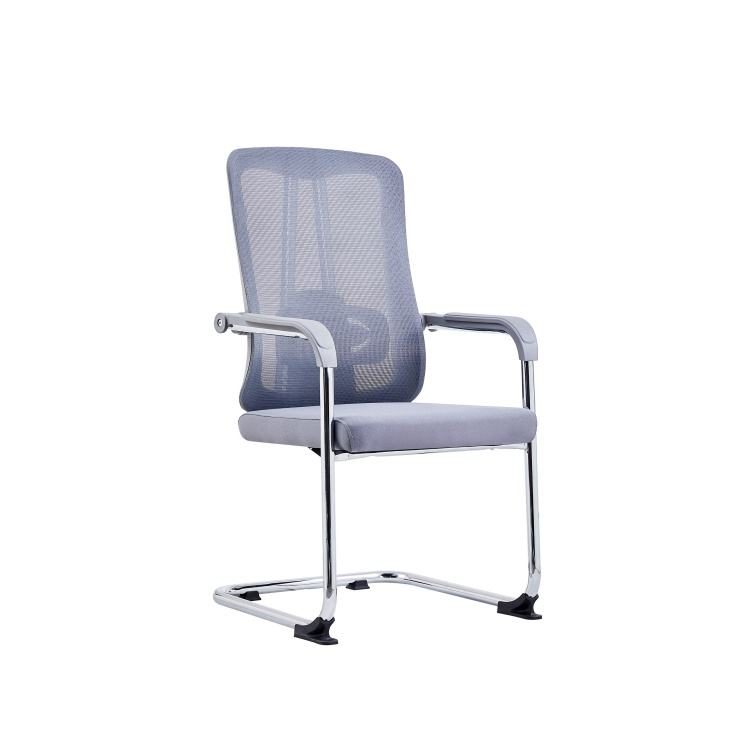 Modern Executive Office Chair with Wheels Chrome Base Aluminum Wheels Grey Curved Back Ergonomic Design