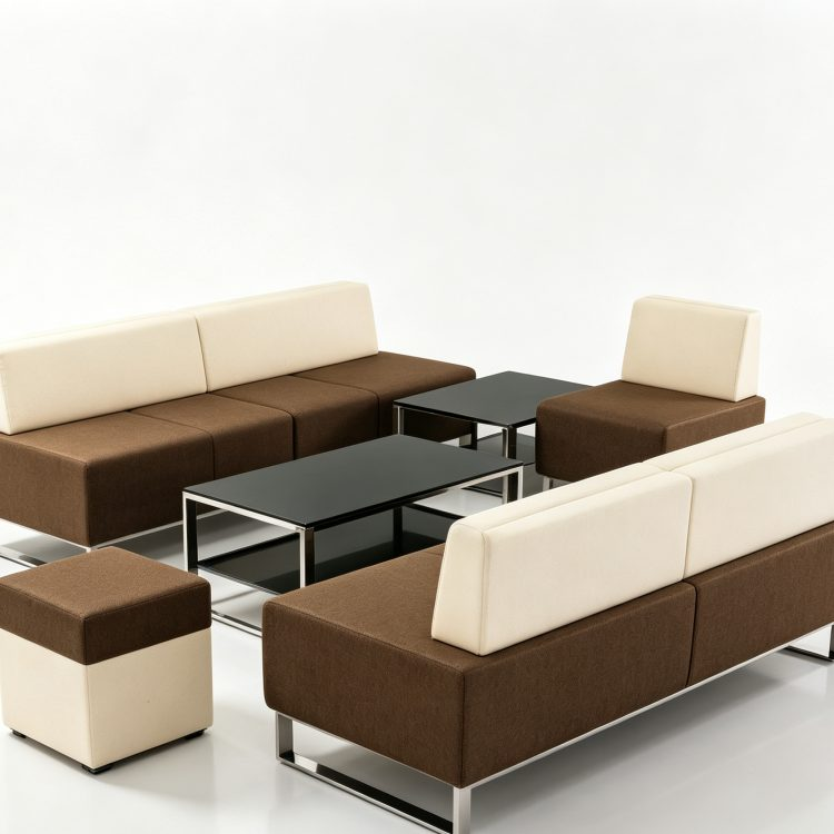 Modern Office Reception Sofa Iron Base Modular Corner Comfortable Settee Leather Sofa Set Commercial