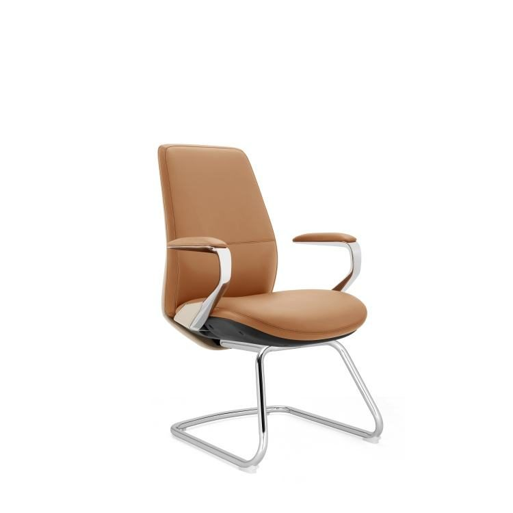 Wholesale Modern Ergonomic PU Leather Office Chair with Fixed Headrest Metal Legs for Executive Staff Meetings