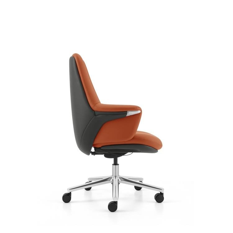 Premium Modern Leather Swivel Office Chair | Ergonomic Comfort Design with Adjustable Armrest and Chrome Legs