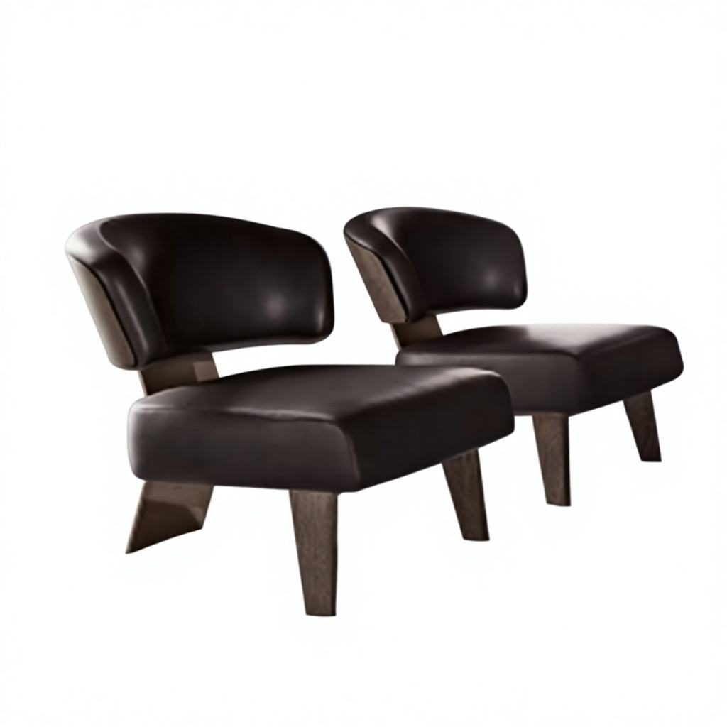 Modern Lounge Chair with Stainless Steel Black Titanium Legs & Black Painted Panels