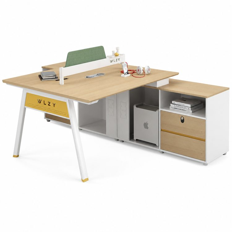 Modern Efficient Collaborative Work Desk and Chair Set with Storage Soundproofing Screen & Extendable Feature
