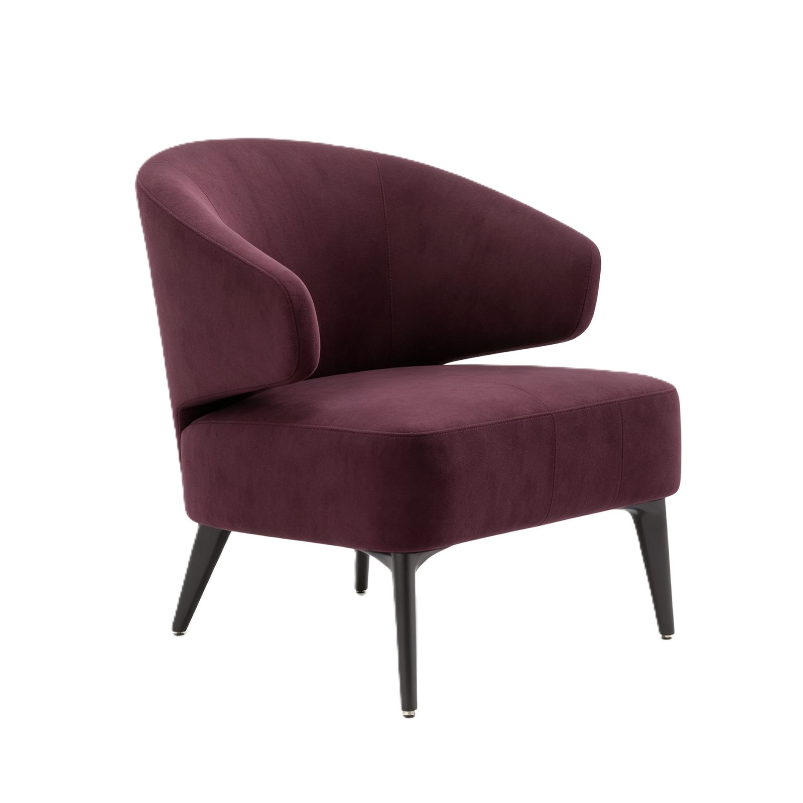 Leisure Chair with Stretch PU Leather, Curved Panel & Free Pillow, Black Metal Legs