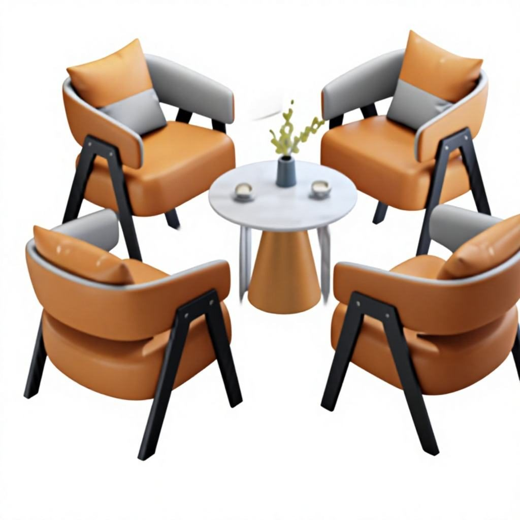 Leisure Chair with Leather Upholstery, Molded Panel & High-Density Cotton, Black Metal Legs