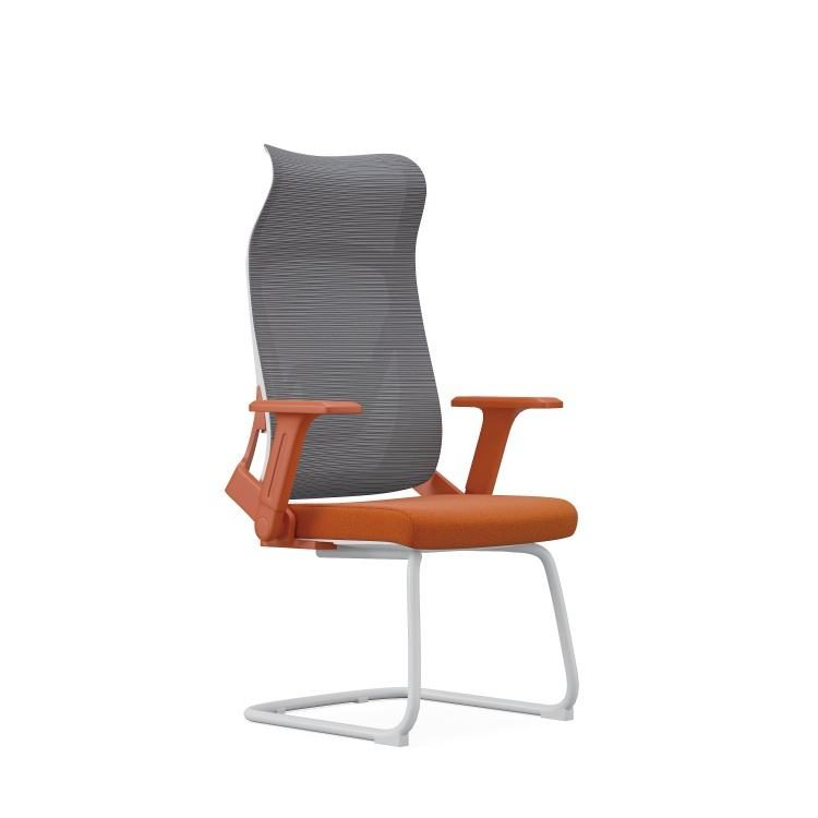 Modern Comfort Office Visitor Chair Chrome Sled Base Mesh Back Black Cushioned Seat Adjustable Armrest Gliding for Bedroom Home