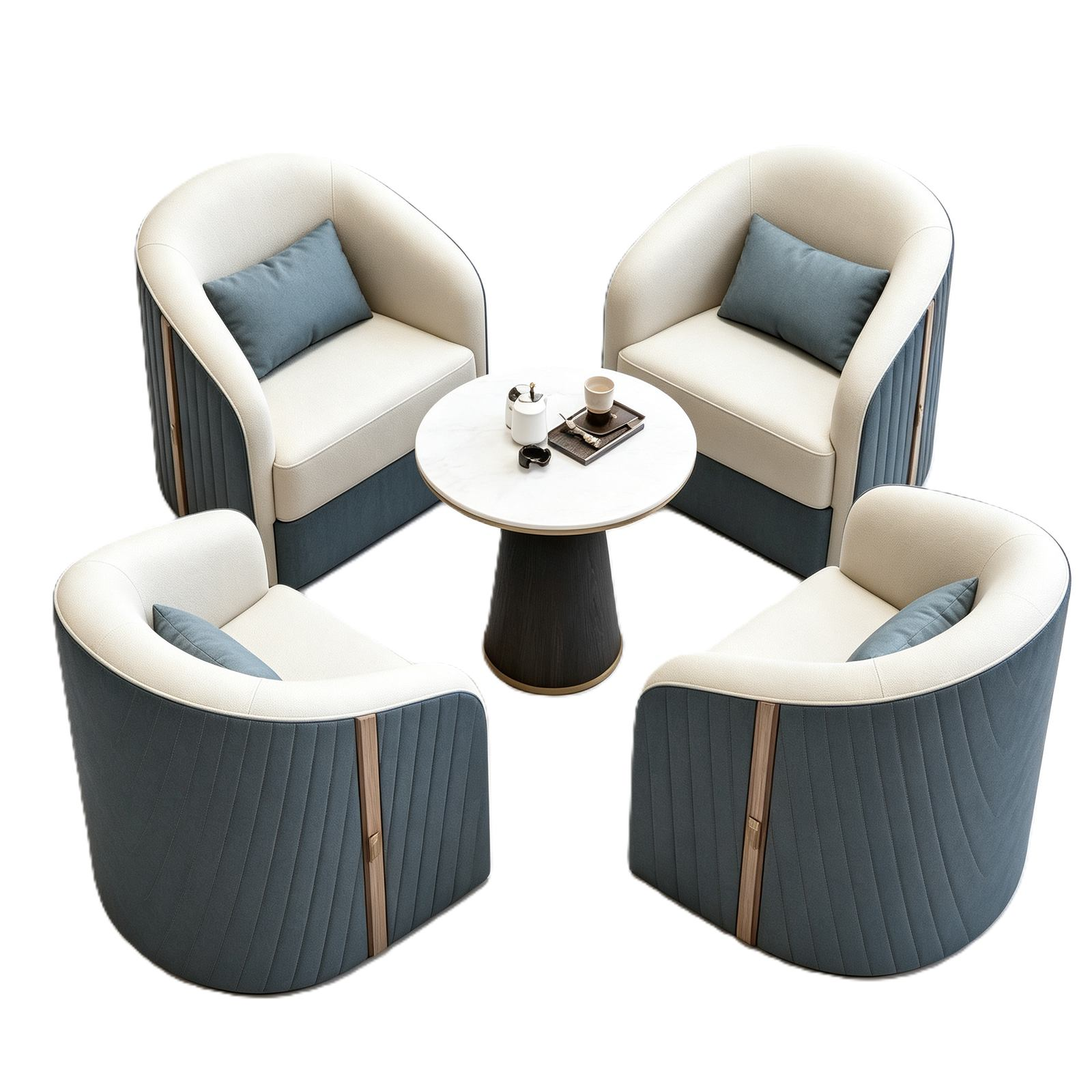 Fashion Leisure Sofa with Leather Upholstery, Metal Buckle Strap Trim & High-Density Foam, Black Legs