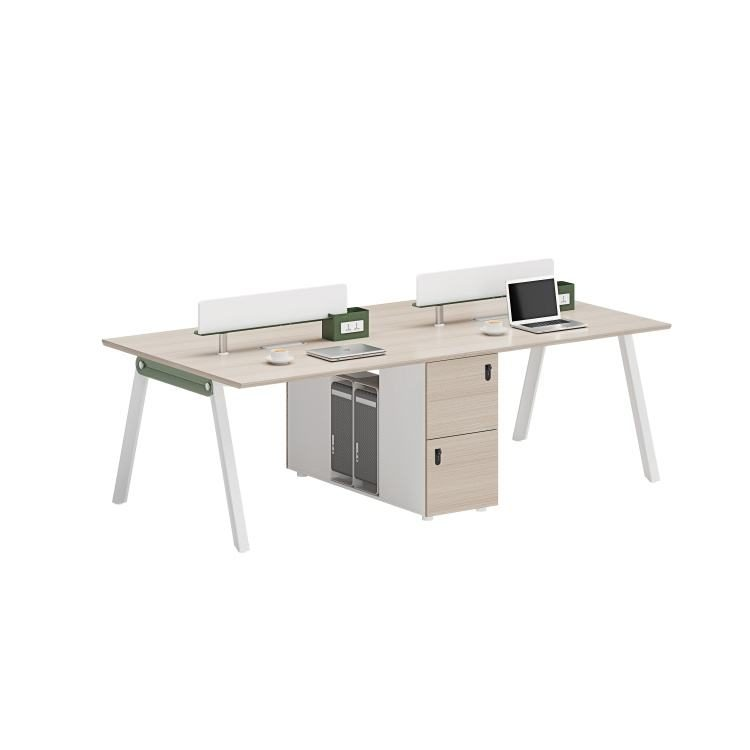 Office Desk with Aluminum Monitor Stand & Owl Steel Legs, Walnut and Warm White Finish