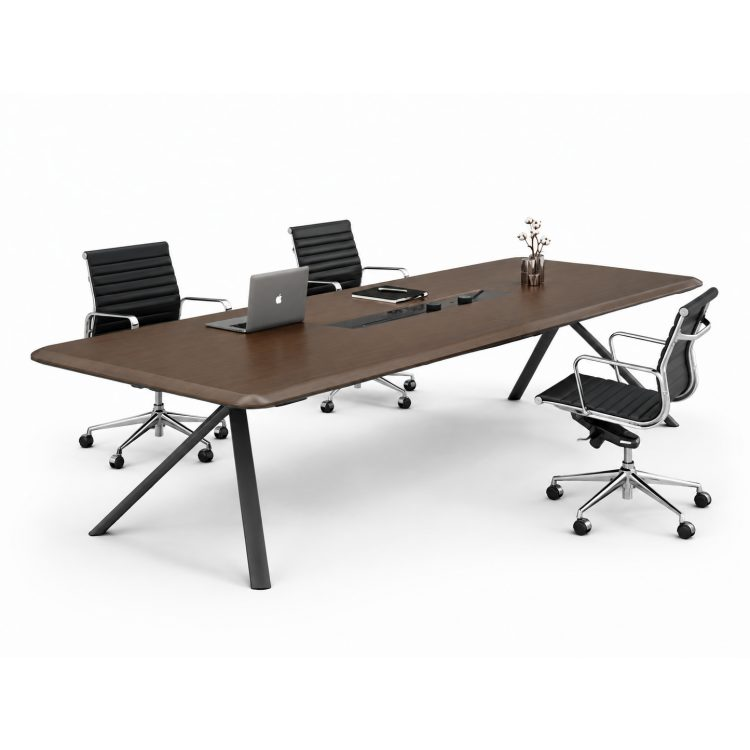 Large Conference Table with Desktop Power Rail, Certified E0 Panel & Schattdecor Melamine Finish, Thickened Tabletop