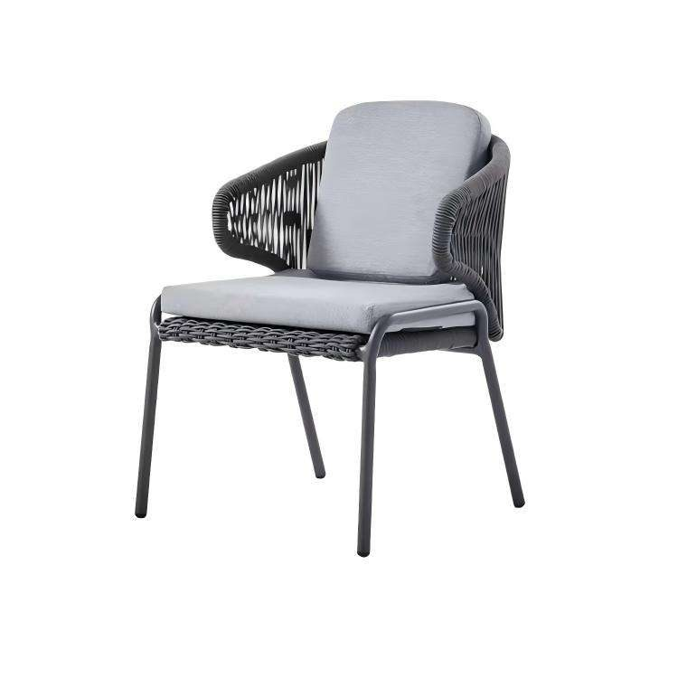 Luxury Modern 4-Person Outdoor Dining Table and Chair Set with Aluminum Frame and Rope for Patio or Garden