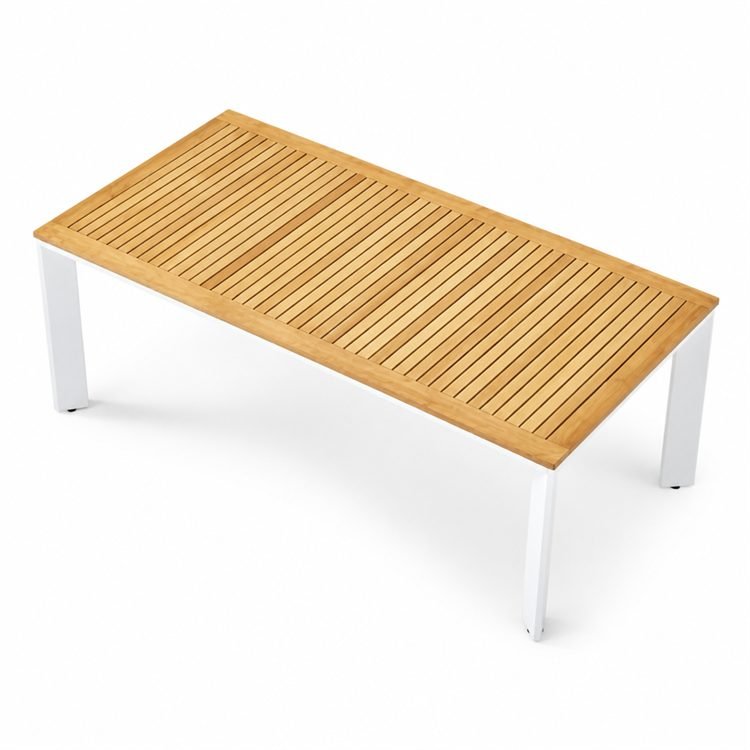 Myanmar Teak & Aluminum Alloy Frame Weather-Resistant Outdoor Dining Tables for Villa Hotel Courtyard Use