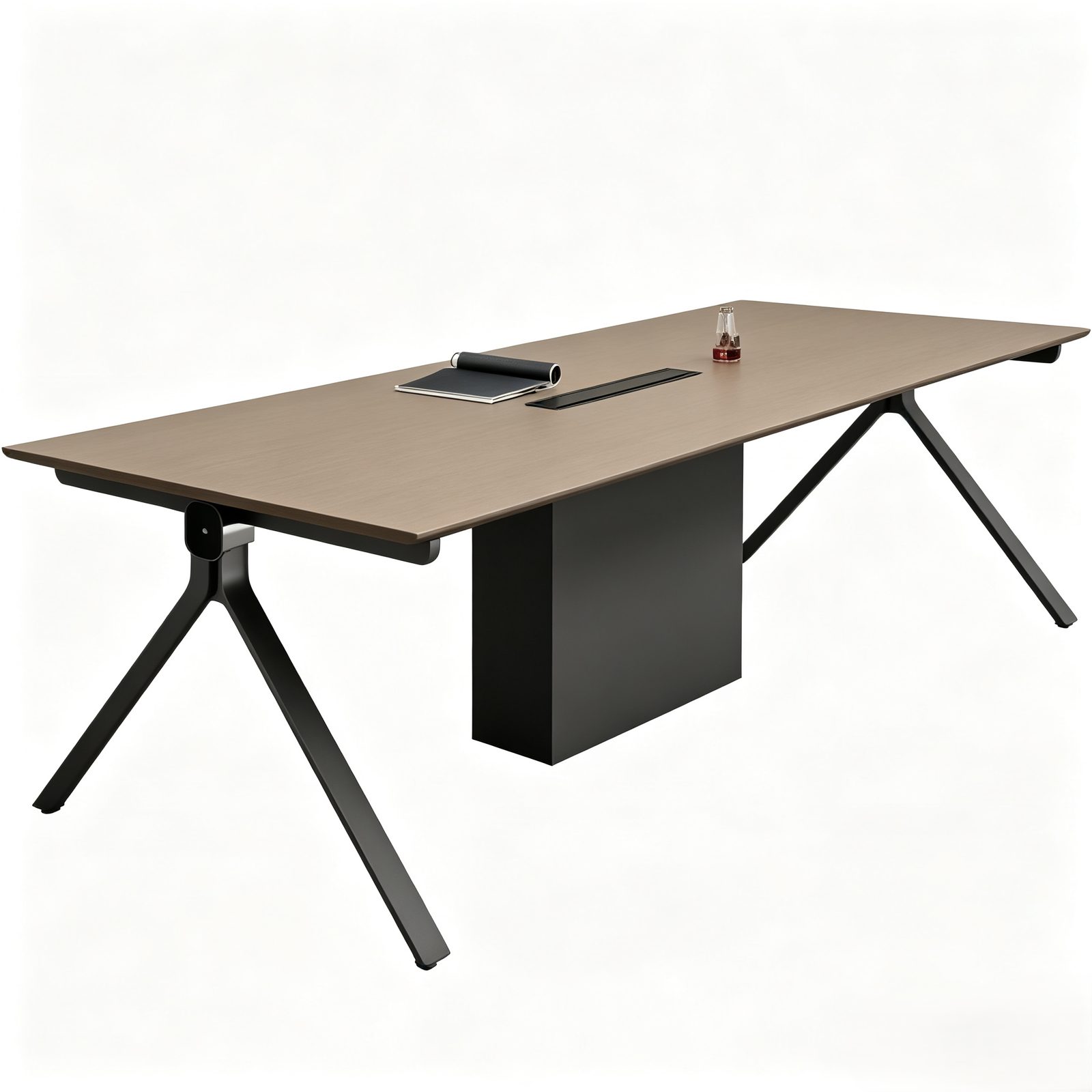 Modern Conference Table with Double-Sided Power Outlets, E0 Eco Panel & Custom-Shaped Painted Finish