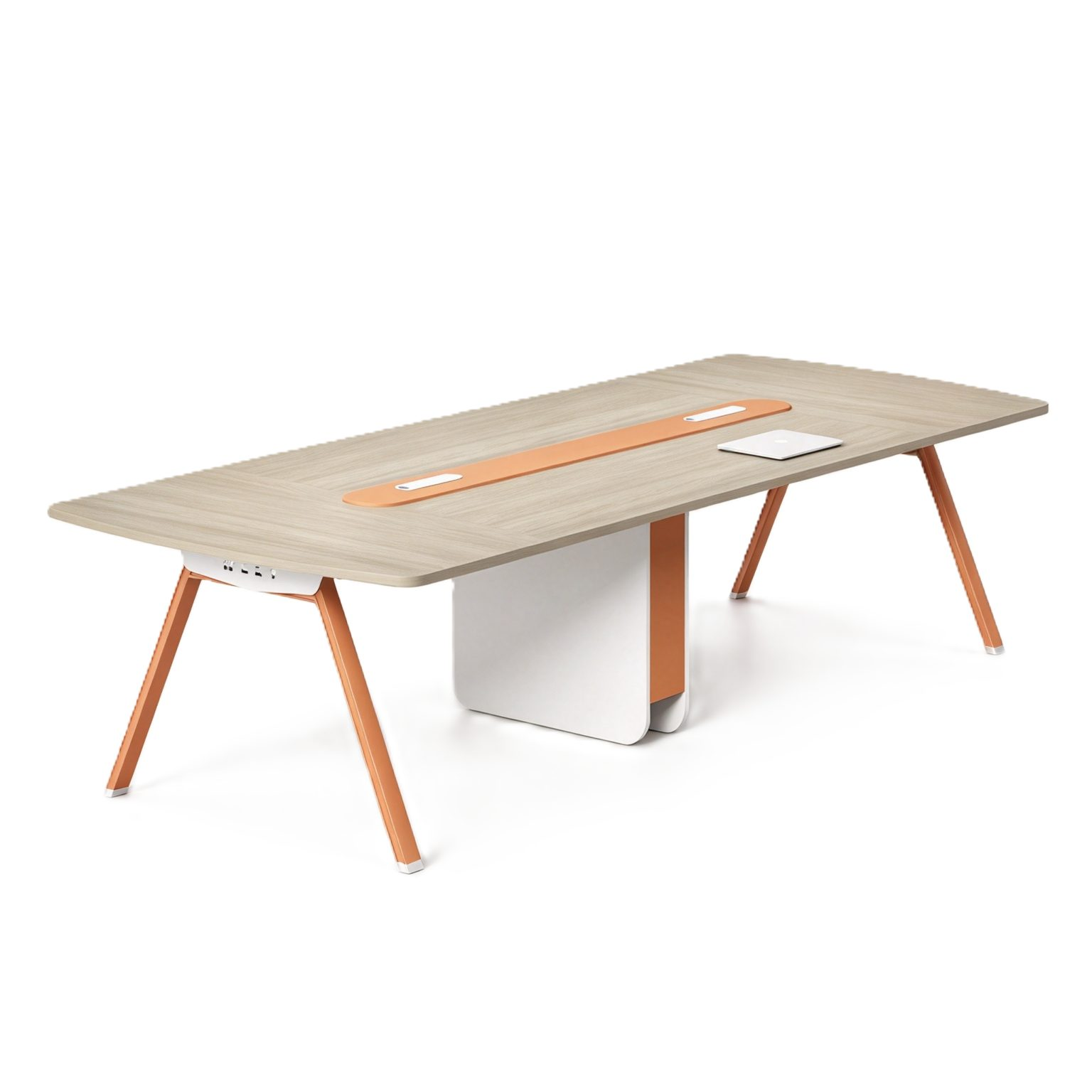 Large Conference Table with Patented Steel Side Legs, Power & USB Box & E0 Eco Board