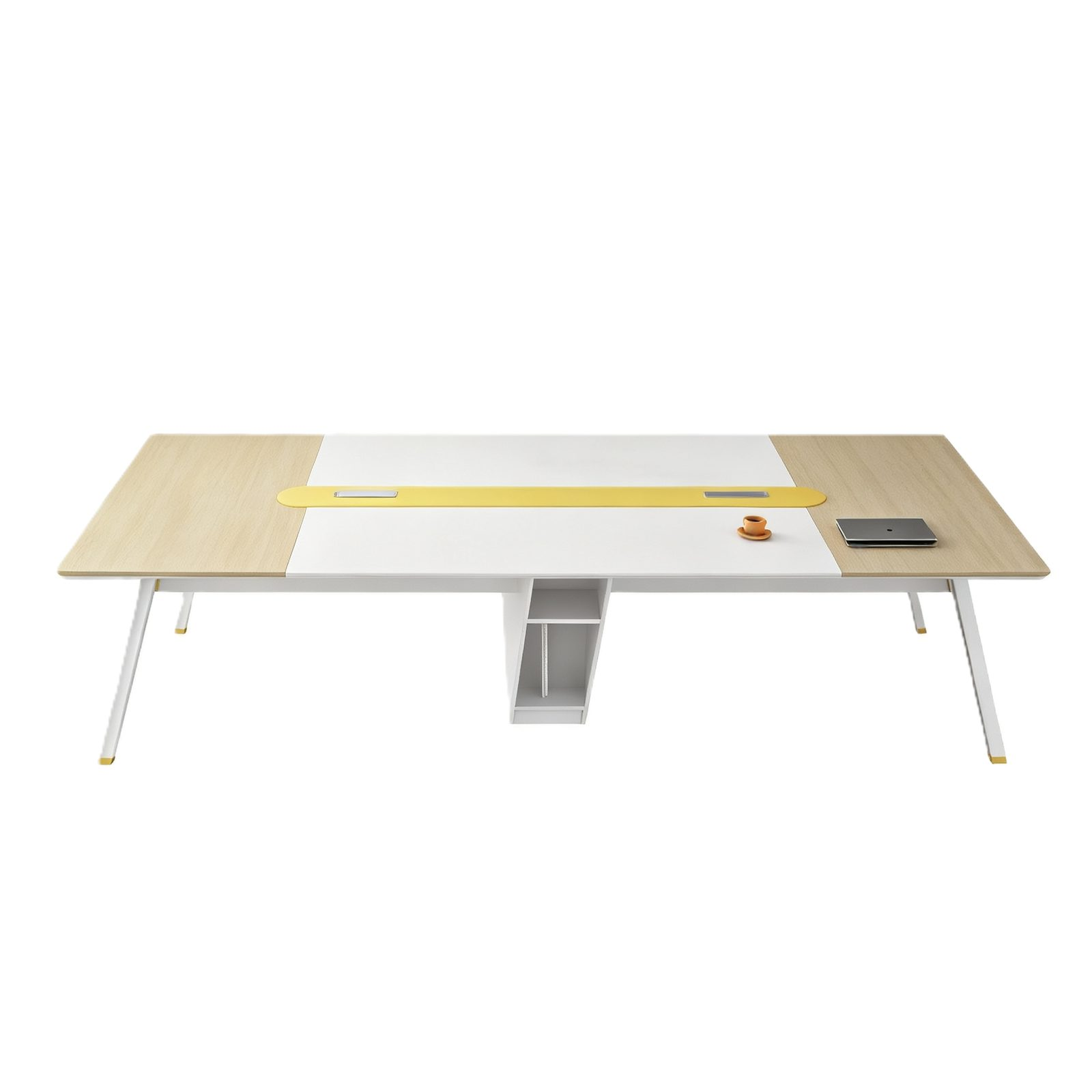 Large Boardroom Conference Table with Power & USB Outlet Box, E0 Eco Board & Steel Frame Legs