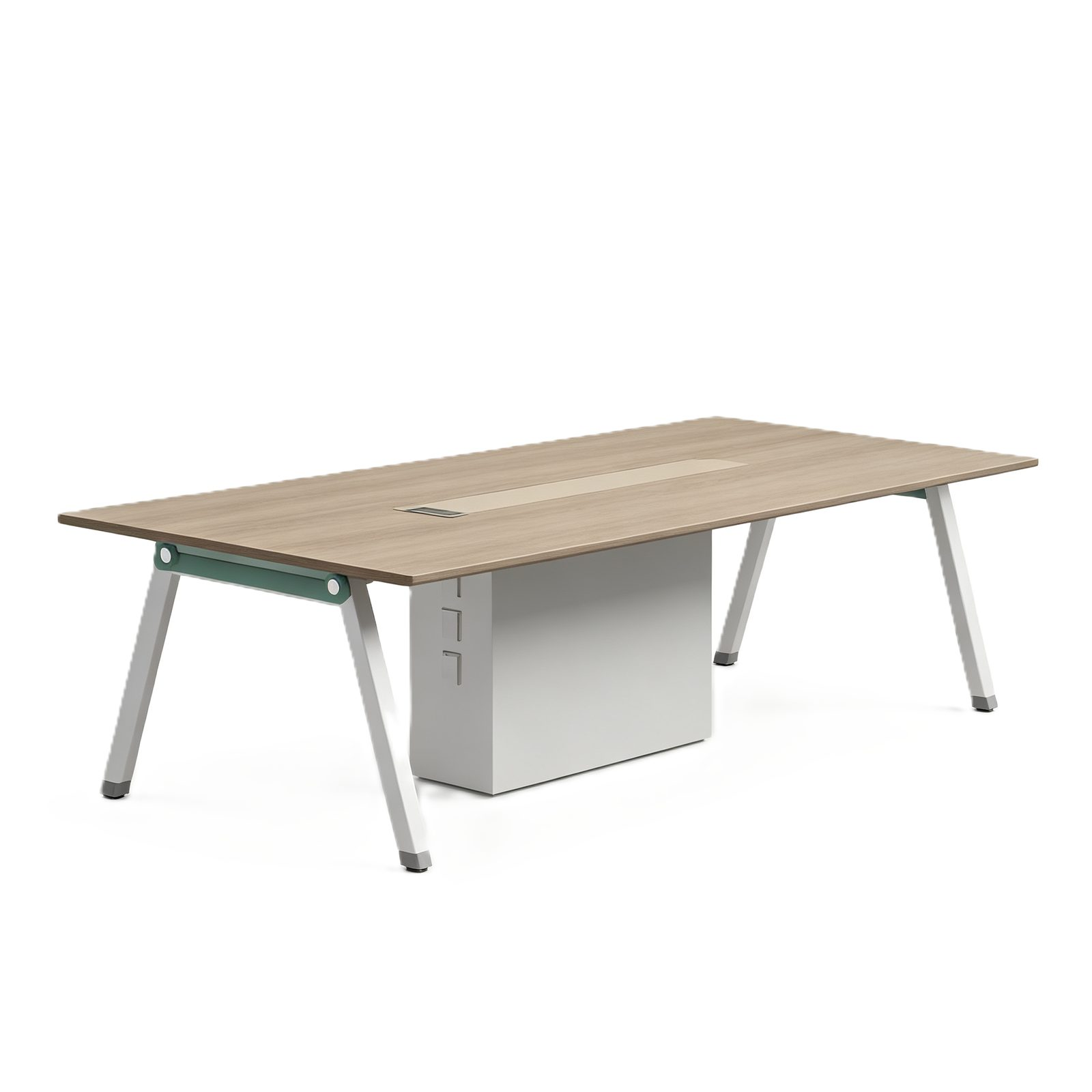 Conference Table with Owl Steel Legs, Walnut & Warm White Finish, Eco-Friendly Board
