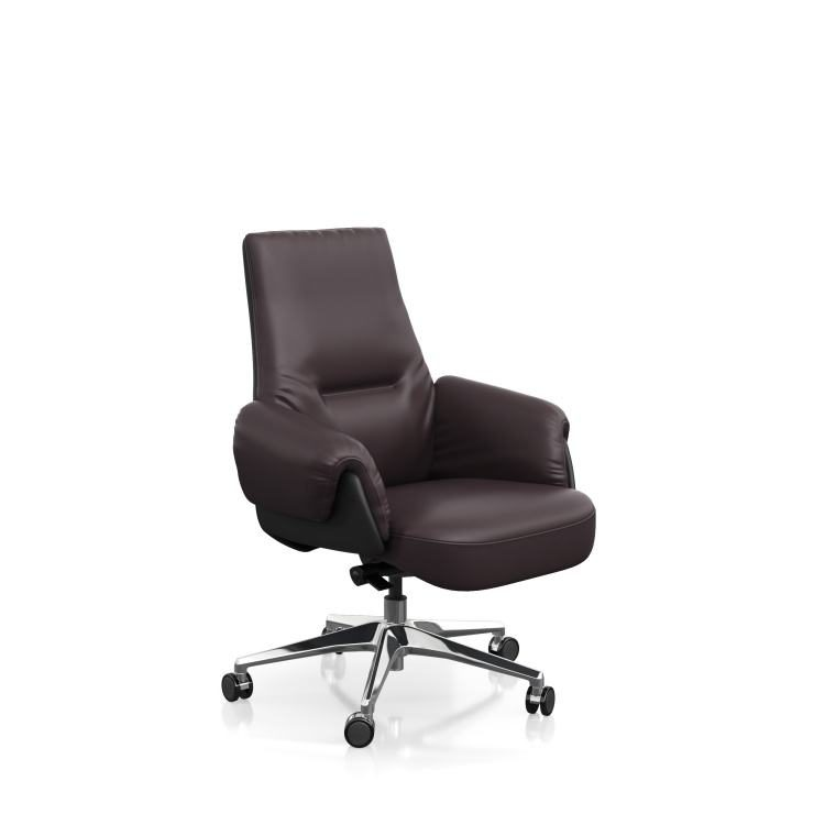 Modern Mid Back Ergonomic Executive Office Leather Chair Donati Mechanism 5-Position Lock Synchronous Tilt Office Building
