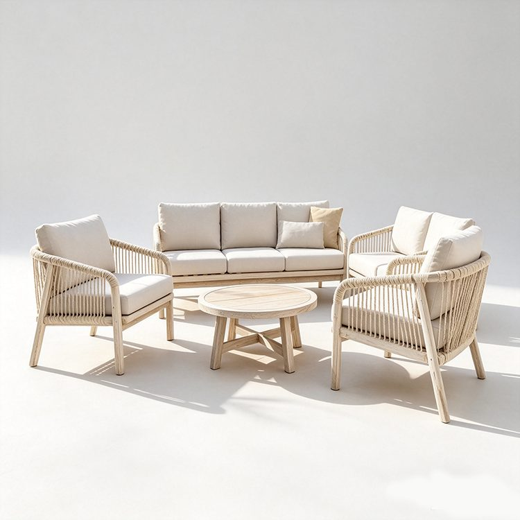 Modern Teak Wood Outdoor Sofa Set for Hotel and Exterior Use Garden Furniture