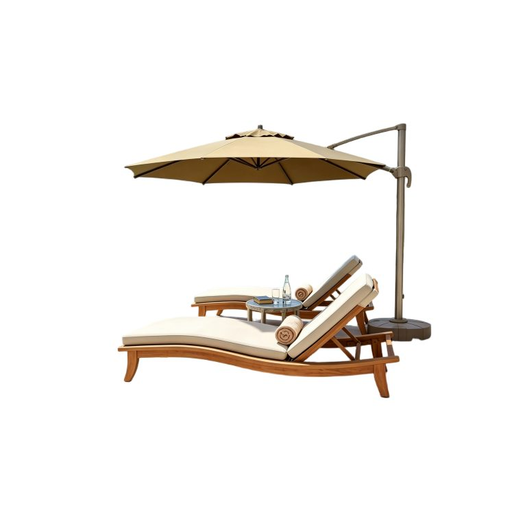 Waterproof and Sun protection Hotel Teak Wood Bunk Bed Sun Lounger Swimming Pool Beach Garden Chair Designer Sofa Bed
