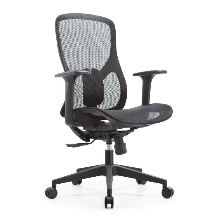 Ergonomic Office Chair Chrome Nylon Base Biffma Certified Swivel Seat W Shape Fabric Padded Armrest