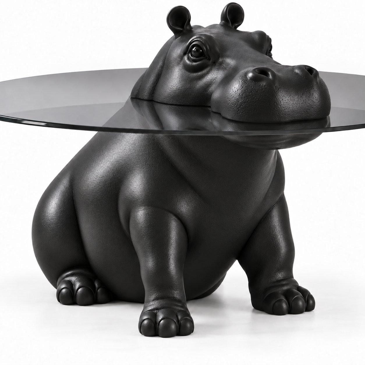 Creative Internet-Famous Hippo Coffee Table Italian Minimalist Style Tempered Glass Movable Stainless Steel Frame Small End