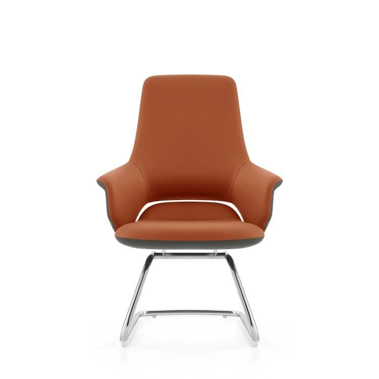 Luxury Visitor Chair Pu Leather Modern Italian Style Home Professional Office Chairs With Chrome Metal Sled Base for Office