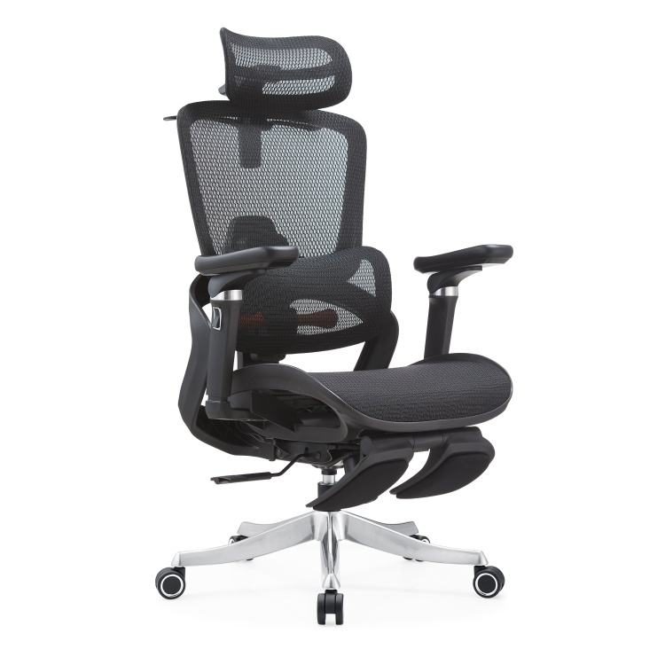 Commercial Executive Mesh Chair 5D Armrest Swivel Recliner Adjustable Tilt Lock With Footrest