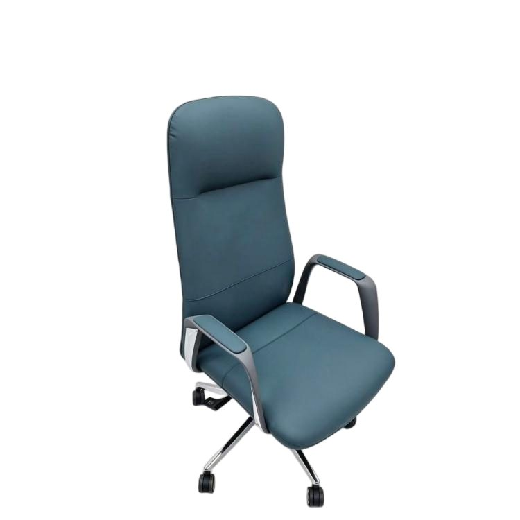Modern High-Back Chair Ergonomic Manager Office Chair with Metal Revolving Base Luxury Executive Boss Executive Leather Chair
