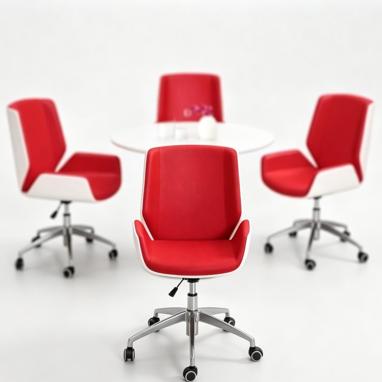 High-End Leather Executive Office Chair with High Back Adjustable Height Reclining Chrome Base Adjustable Armrest-Modern Design