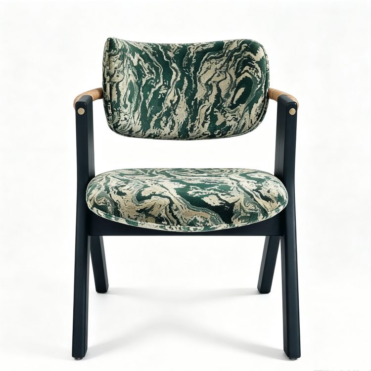 Modern Wooden Dining Chair Fabric Upholstered Ash Wood Frame Restaurant Seating Commercial Cafe Living Room
