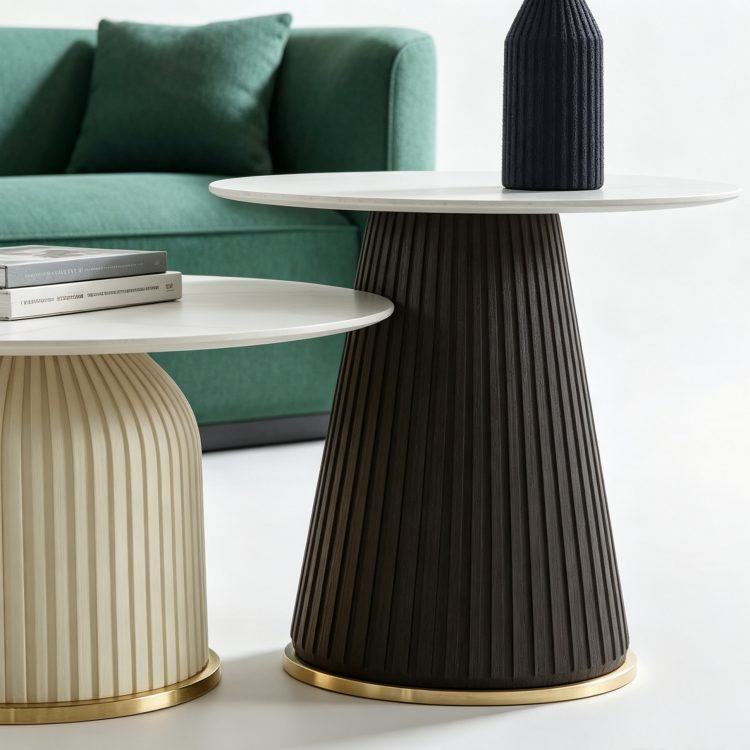 Luxury Living Room Furniture Modern Design Marble Countertop Circular Coffee Table Set
