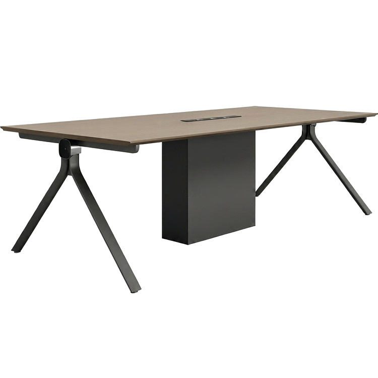 Conference Table-Dark Color-Wood Metal Frame-Eco-Friendly Durable-Multi-Functional System-Equipped High-End Double-Sided Socket