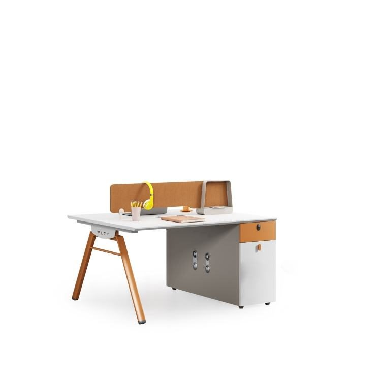 Modern Durable Staff Table-Morandi Orange Color Eco-Friendly Functional Beam Baffle Edge Sealing Panels